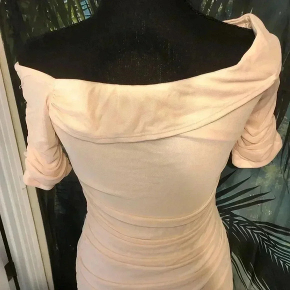 Pale Pink Off the Shoulder Bodycon Dress - Picture 6 of 16